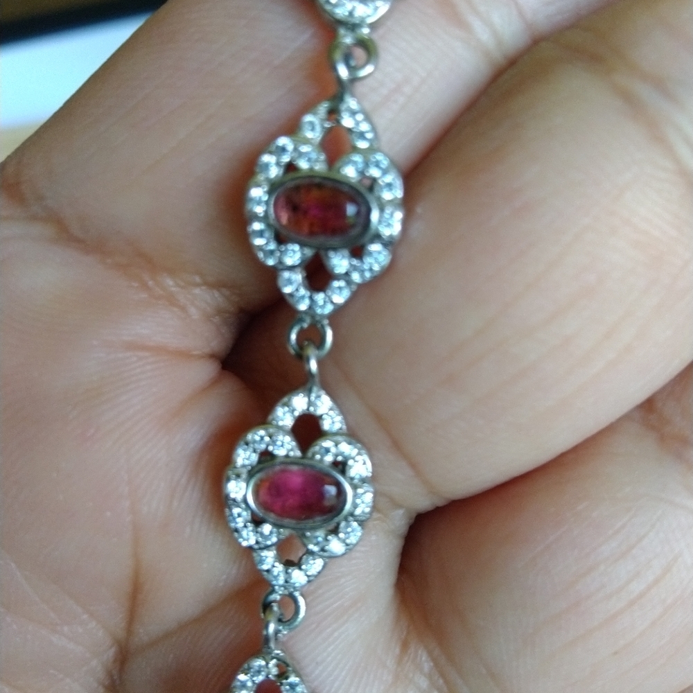 Sterling Silver Hydro Ruby, White Quartz Bracelet - image 5